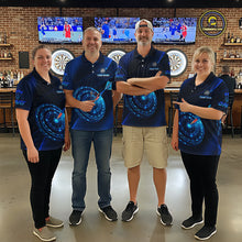 Load image into Gallery viewer, Custom Neon Blue Cyber Dartboard Darts Shirt for Women Darts Team Jerseys Polo &amp; 1/4 Zip NNT132
