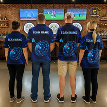 Load image into Gallery viewer, Custom Neon Blue Cyber Dartboard Darts Shirt for Women Darts Team Jerseys Polo &amp; 1/4 Zip NNT132