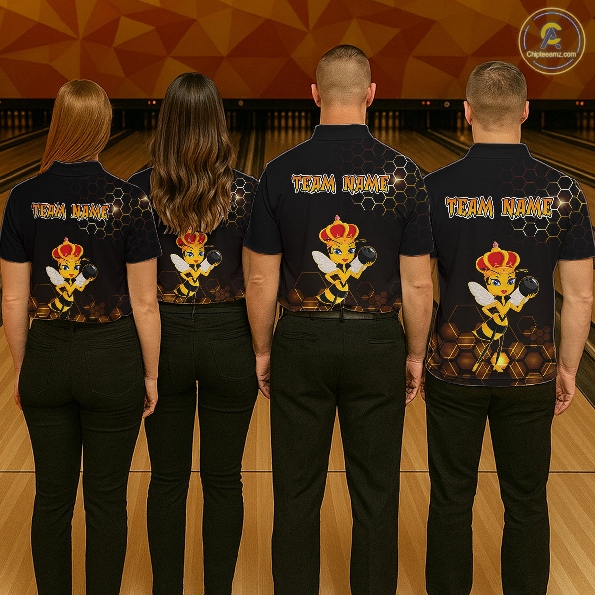 Custom Funny Bee Bowling Bowling Jersey for Women Bowling Team Shirts Polo & 1/4 Zip HNT195