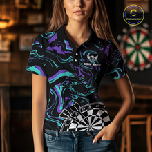 Load image into Gallery viewer, Turquoise-Purple Pattern Aim Shoot Swear Repeat Darts Team Jerseys Dart Shirts For Women NNT168