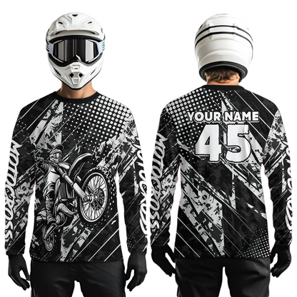 Custom Black Motocross Jersey Racing for Men Women Kid Motocycle Shirts UPF30+ DNT44