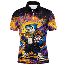 Load image into Gallery viewer, Custom Funny Shark Dart Shirts for Men Darts Team Jerseys Dart Tournament Polo &amp; 1/4 Zip NNT136
