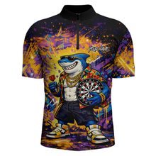 Load image into Gallery viewer, Custom Funny Shark Dart Shirts for Men Darts Team Jerseys Dart Tournament Polo &amp; 1/4 Zip NNT136