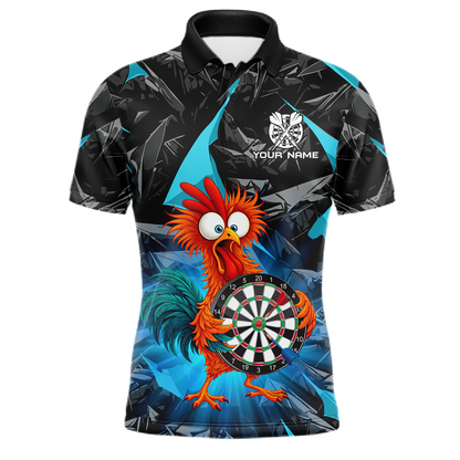 Custom Funny Turquoise Chicken Dart Shirts For Men Dart Board Gifts Darts Team Jerseys Dart League NNT152