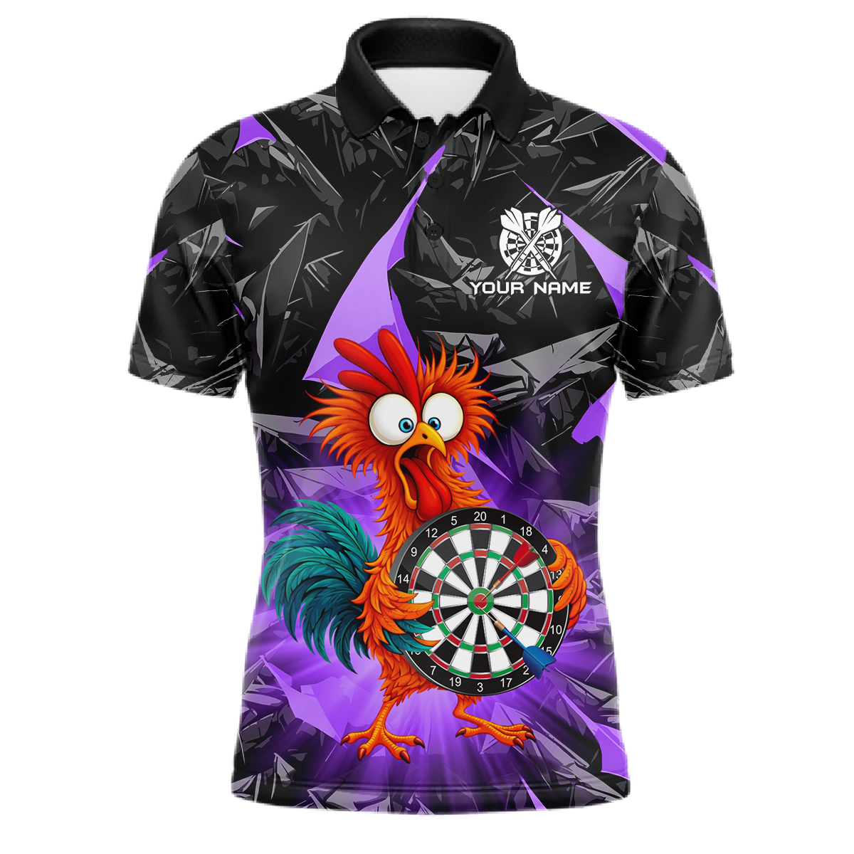 Custom Funny Purple Chicken Dart Shirts For Men Dart Board Gifts Darts Team Jerseys Dart League NNT152