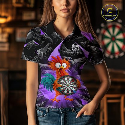 Custom Funny Purple Chicken Dart Shirts For Women Dart Board Gifts Darts Team Jerseys Dart League NNT152