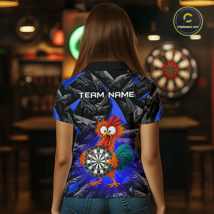 Custom Funny Blue Chicken Dart Shirts For Women Dart Board Gifts Darts Team Jerseys Dart League NNT152