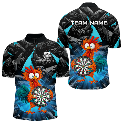 Custom Funny Turquoise Chicken Dart Shirts For Men Dart Board Gifts Darts Team Jerseys Dart League NNT152