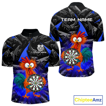Custom Funny Blue Chicken Dart Shirts For Men Dart Board Gifts Darts Team Jerseys Dart League NNT152