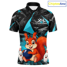 Load image into Gallery viewer, Funny Turquoise Squirrel Custom Bowling Jersey for Men Bowling Team Shirts Bowling League HNT302
