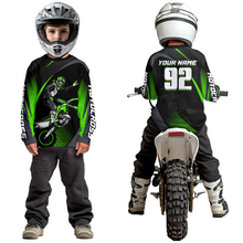 Load image into Gallery viewer, Personalized Green Motocross Shirts Racing Jersey Dirt Bike Jersey Kid Men Women UPF30+ DNT14