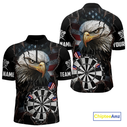 Custom US Flag Eagle Dart Shirts For Men Dart Board Gifts Darts Team Jerseys Dart League NNT154