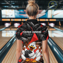 Load image into Gallery viewer, Custom Red Funny Duck Bowling Jersey for Women Bowling League Bowling Team Shirts Polo &amp; 1/4 Zip HN233