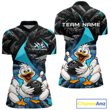 Load image into Gallery viewer, Custom Turquoise Funny Duck Bowling Jersey for Women Bowling League Bowling Team Shirts Polo &amp; 1/4 Zip HN233