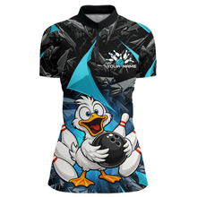 Load image into Gallery viewer, Custom Turquoise Funny Duck Bowling Jersey for Women Bowling League Bowling Team Shirts Polo &amp; 1/4 Zip HN233