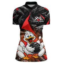 Load image into Gallery viewer, Custom Red Funny Duck Bowling Jersey for Women Bowling League Bowling Team Shirts Polo &amp; 1/4 Zip HN233