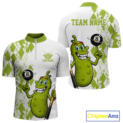 Custom Funny Pickle 8 Ball Pool Shirts Argyle Billiard Shirt for Men Billiard Team Jersey League NNT173