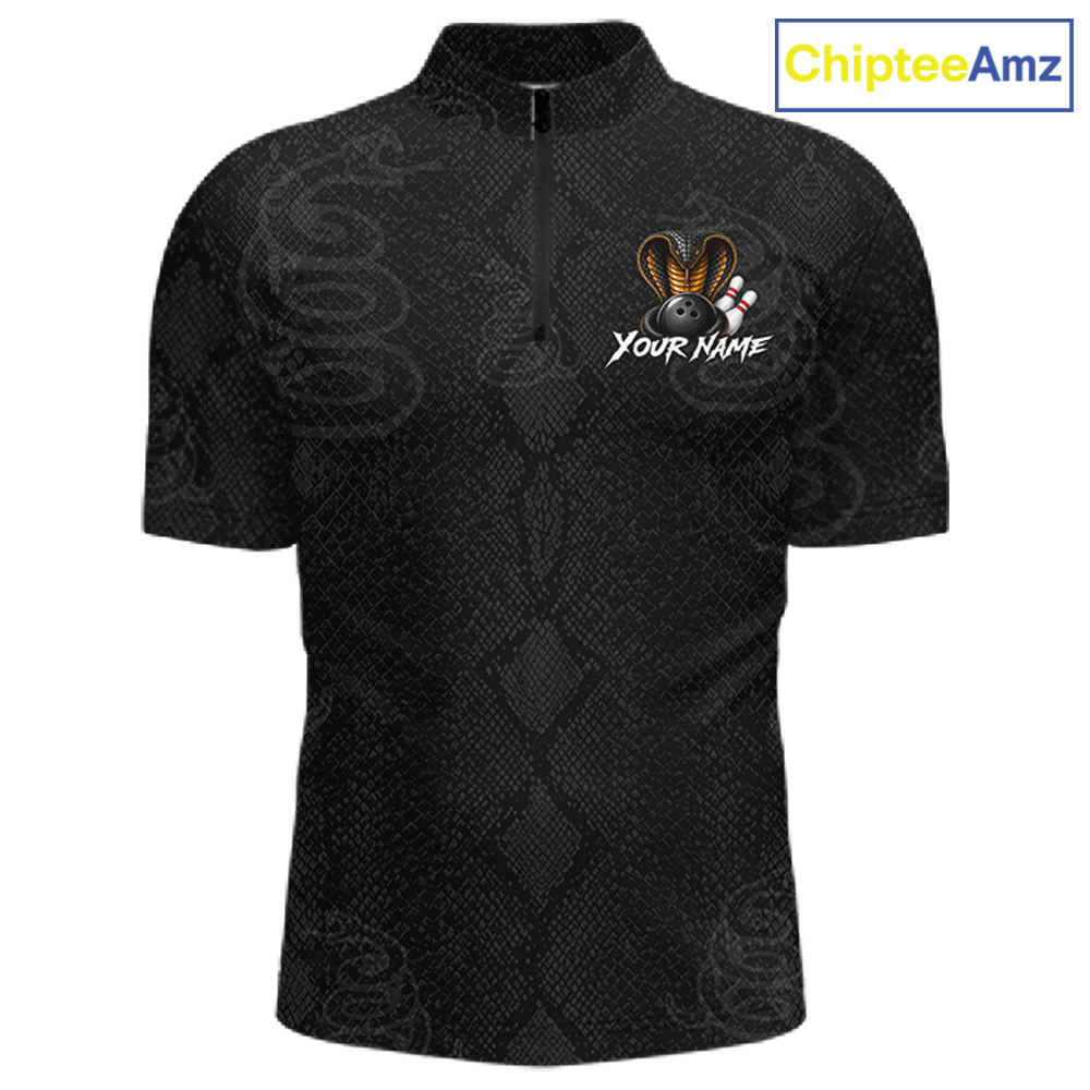 Custom Black Cobra Snake Bowling Jersey for Men Bowling Team Shirts Bowling League HNT309