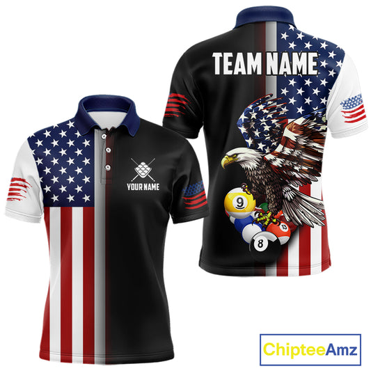 American Flag Eagle 9 Ball Custom Billiard Shirts for Men Billiard Team Jerseys Billiard League NNT284