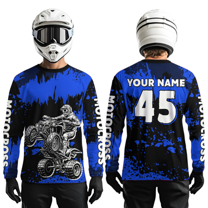 Blue ATV Motocross Jersey Kid Adult Custom Quad Bike Jersey Off-Road Shirt UPF30+ DNT59