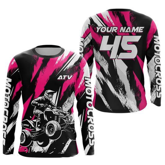 Pink ATV Motocross Shirts Kid Men Women Custom Quad Bike Off-Road Shirt UPF30+ DNT60