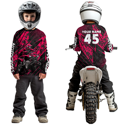 Custom Pink ATV Motocross Shirts Kid Men Women Off-Road Quad Bike Shirt UPF30+ DNT61