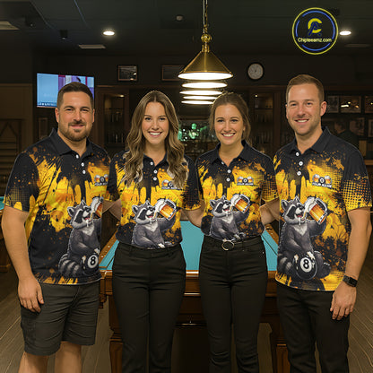 Custom Beer Raccoon 8 Ball Billiard Shirts for Women Billiard Team Jerseys Billiard League Polo & 1/4 Zip NNT287
