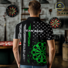 Load image into Gallery viewer, Custom Green US Flag Darts Shirt for Men Darts Team Jerseys Dart Tournament Polo &amp; 1/4 Zip NNT116