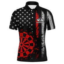 Load image into Gallery viewer, Custom Red US Flag Darts Shirt for Men Darts Team Jerseys Dart Tournament Polo &amp; 1/4 Zip NNT116