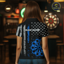 Load image into Gallery viewer, Custom Blue US Flag Darts Shirt for Women Darts Team Jerseys Dart Tournament Polo &amp; 1/4 Zip NNT116