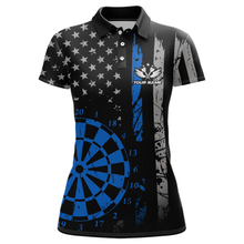 Load image into Gallery viewer, Custom Blue US Flag Darts Shirt for Women Darts Team Jerseys Dart Tournament Polo &amp; 1/4 Zip NNT116