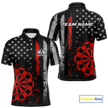 Load image into Gallery viewer, Custom Red US Flag Darts Shirt for Men Darts Team Jerseys Dart Tournament Polo &amp; 1/4 Zip NNT116