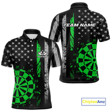 Load image into Gallery viewer, Custom Green US Flag Darts Shirt for Men Darts Team Jerseys Dart Tournament Polo &amp; 1/4 Zip NNT116