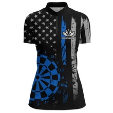 Load image into Gallery viewer, Custom Blue US Flag Darts Shirt for Women Darts Team Jerseys Dart Tournament Polo &amp; 1/4 Zip NNT116