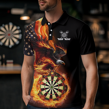 Load image into Gallery viewer, Custom Flame US Flag Eagle Darts Shirt for Men Darts Team Jerseys Dart Tournament Polo &amp; 1/4 Zip NNT112