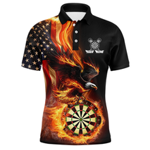 Load image into Gallery viewer, Custom Flame US Flag Eagle Darts Shirt for Men Darts Team Jerseys Dart Tournament Polo &amp; 1/4 Zip NNT112