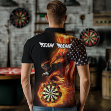 Load image into Gallery viewer, Custom Flame US Flag Eagle Darts Shirt for Men Darts Team Jerseys Dart Tournament Polo &amp; 1/4 Zip NNT112