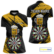 Load image into Gallery viewer, Custom Yellow Funny Beer Darts Board Dart Shirts For Women Darts Team Jerseys Dart Tournament NNT120