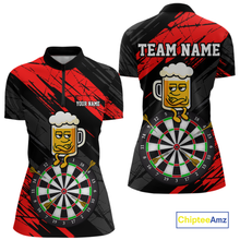 Load image into Gallery viewer, Custom Red Funny Beer Darts Board Dart Shirts For Women Darts Team Jerseys Dart Tournament NNT120