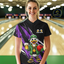Load image into Gallery viewer, Custom Purple Beer Duck Bowling Shirt for Women Duck Funny Beer Bowling Team Jersey HNT276