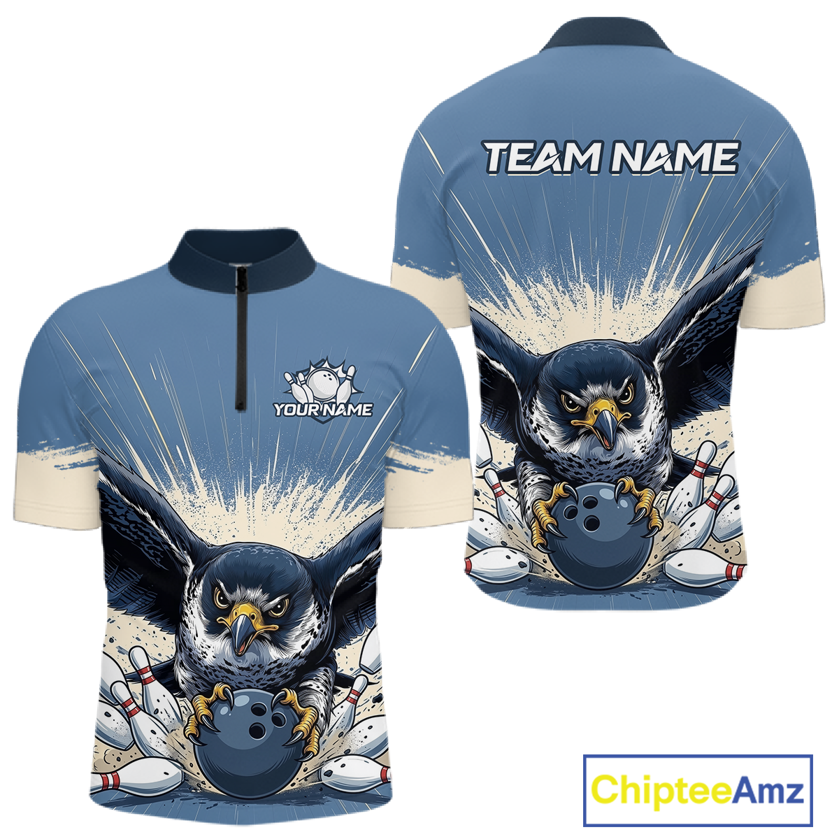 Custom Funny Falcon Bowling Jersey for Men Unisex Bowling Shirts for Team Polo & 1/4 Zip HNT244