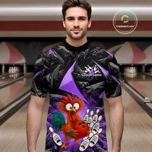 Load image into Gallery viewer, Custom Purple Funny Chicken Bowling Jersey for Men Bowling Team Shirts  Polo &amp; 1/4 Zip HNT138