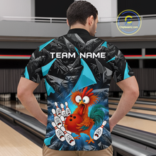 Load image into Gallery viewer, Custom Turquoise Funny Chicken Bowling Jersey for Men Bowling Team Shirts  Polo &amp; 1/4 Zip HNT138