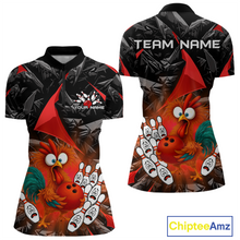 Load image into Gallery viewer, Custom Red Funny Chicken Bowling Jersey for Women Bowling Team Shirts Polo &amp; 1/4 Zip HNT138
