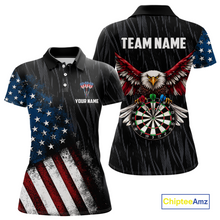Load image into Gallery viewer, Custom US Flag Eagle Dart Shirts for Women Darts Team Jerseys Dart Tournament Polo &amp; 1/4 Zip NNT142