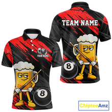 Load image into Gallery viewer, Custom Funny Red Beer 8 Ball Pool Men Billiard Polo &amp; 1/4 Zip, Billiard Shirt, Billiard Team Jerseys NNT146
