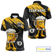Load image into Gallery viewer, Custom Funny Yellow Beer 8 Ball Pool Men Billiard Polo &amp; 1/4 Zip, Billiard Shirt, Billiard Team Jerseys NNT146