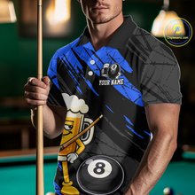 Load image into Gallery viewer, Custom Funny Blue Beer 8 Ball Pool Men Billiard Polo &amp; 1/4 Zip, Billiard Shirt, Billiard Team Jerseys NNT146