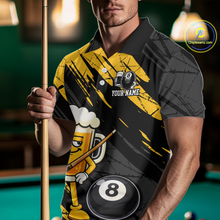 Load image into Gallery viewer, Custom Funny Yellow Beer 8 Ball Pool Men Billiard Polo &amp; 1/4 Zip, Billiard Shirt, Billiard Team Jerseys NNT146