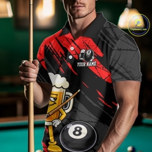 Load image into Gallery viewer, Custom Funny Red Beer 8 Ball Pool Men Billiard Polo &amp; 1/4 Zip, Billiard Shirt, Billiard Team Jerseys NNT146